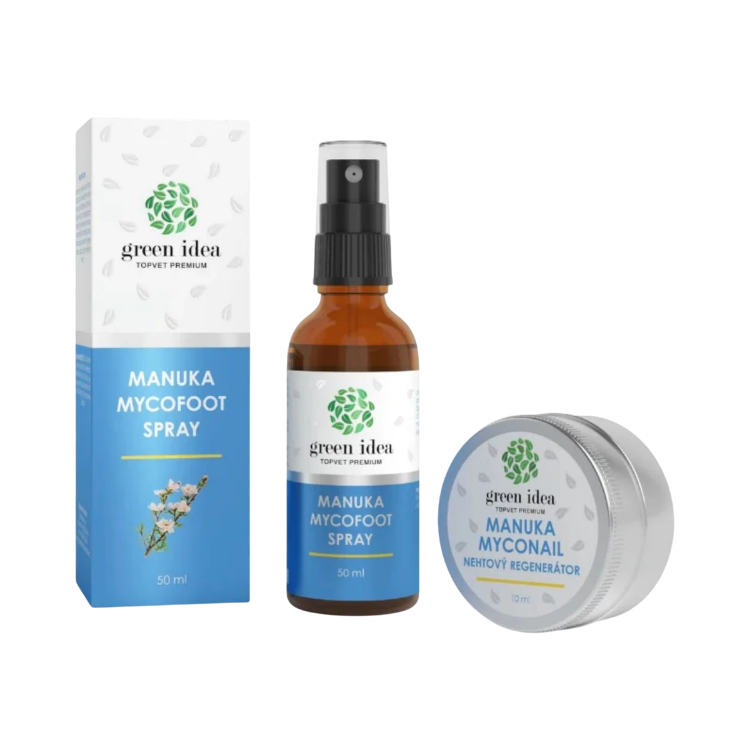 Obrázek Zvýhodněný set Péče o nohy: Manuka MYCOFOOT sprej + Manuka MYCONAIL regenerační olej na nehty – Green idea