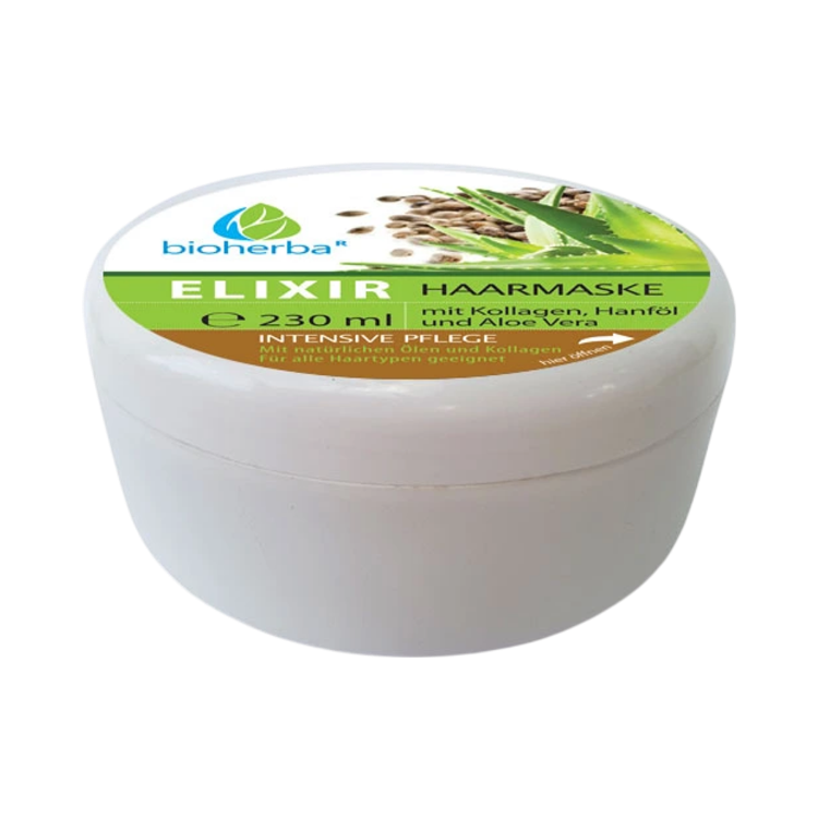 Obrázek Vlasová maska Elixír s kolagenem, aloe vera a konopným olejem - 230 ml - Bioherba