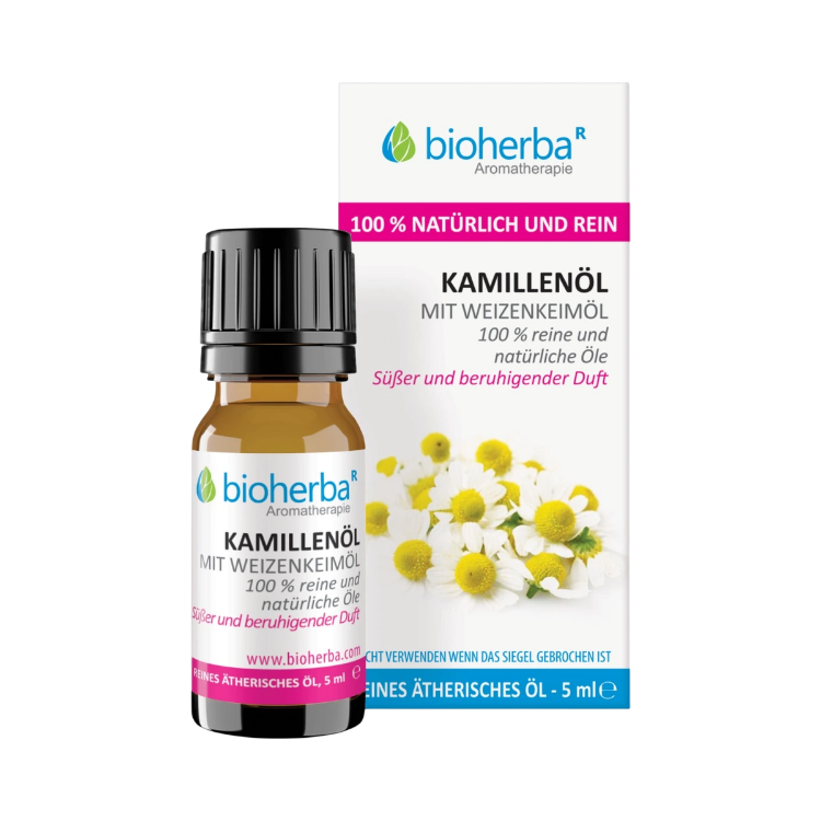 Obrázek 100% čistý a přírodní heřmánkový olej s pšeničnými klíčky – 5 ml – Bioherba