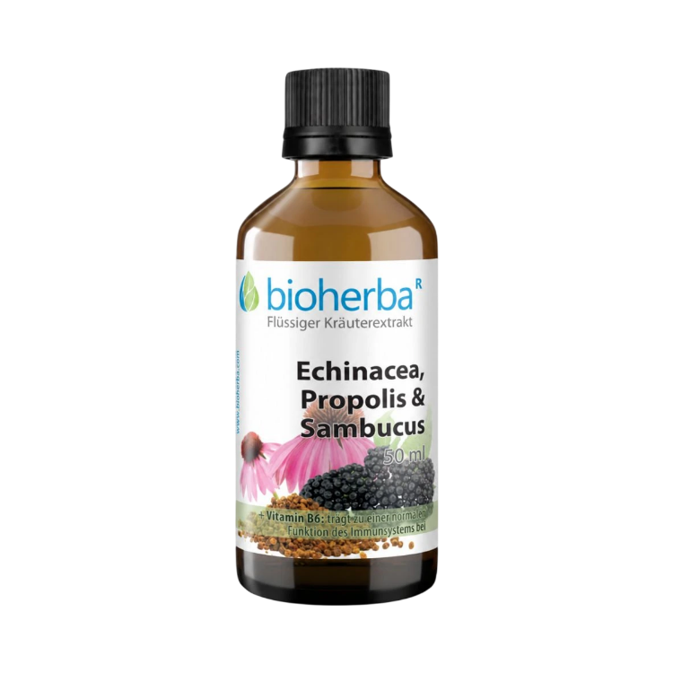 Obrázek Echinacea, propolis a černý bez – tinktura – 50 ml – Bioherba