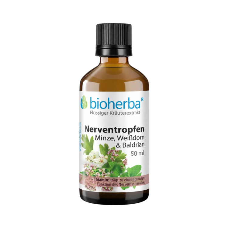 Obrázek Kapky na nervy s mátou, hlohem a kozlíkem – tinktura – 50 ml – Bioherba